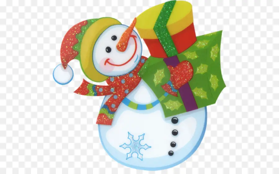 Bonhomme De Neige Avec Cadeau，Hiver PNG