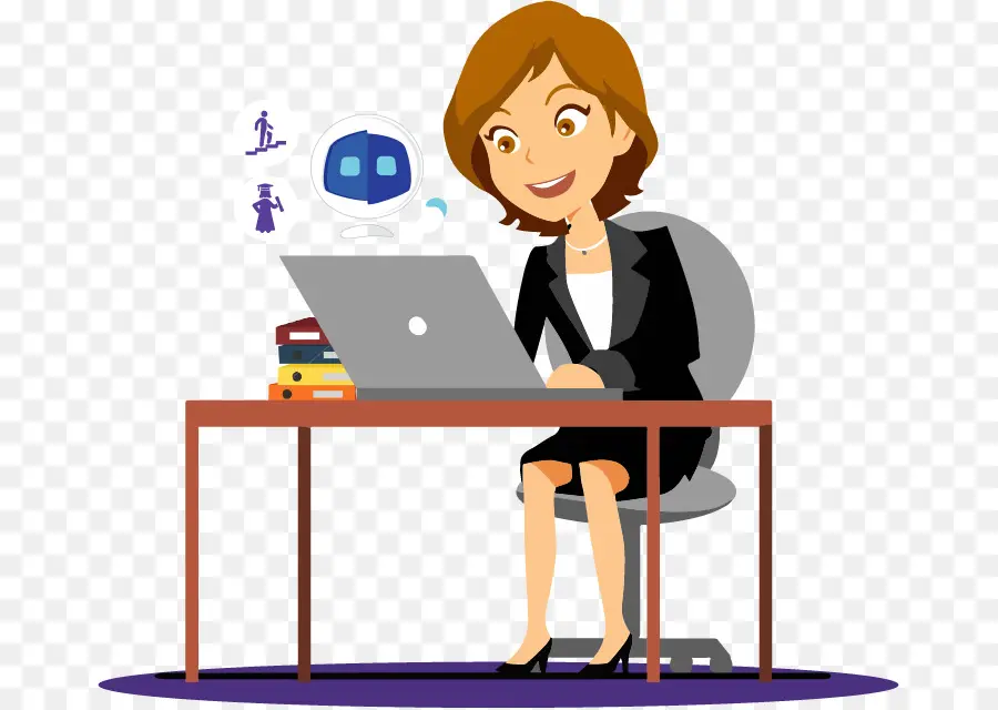 Femme Travaillant Sur Un Ordinateur Portable，Bureau PNG