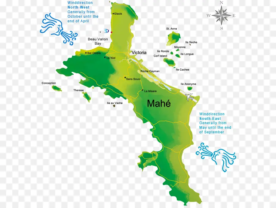 Carte De L'île De Mahé，Seychelles PNG