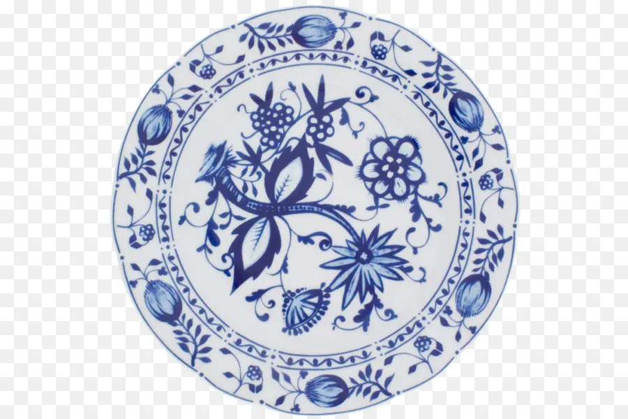 Assiette Florale Bleue，Céramique PNG