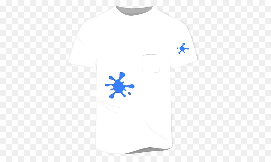 T Shirt Blanc，Tache Bleue PNG