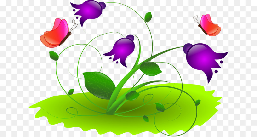 Fleurs Et Papillons，Feuilles PNG