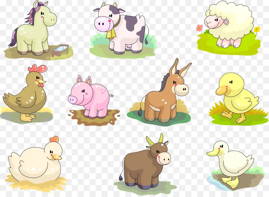 Animaux De La Ferme，Dessin Animé PNG