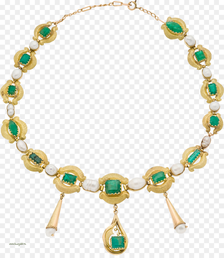 Collier De Pierres Précieuses Vertes，Chaîne PNG