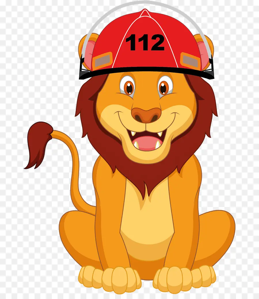 Lion Avec Casque De Pompier，Animal PNG