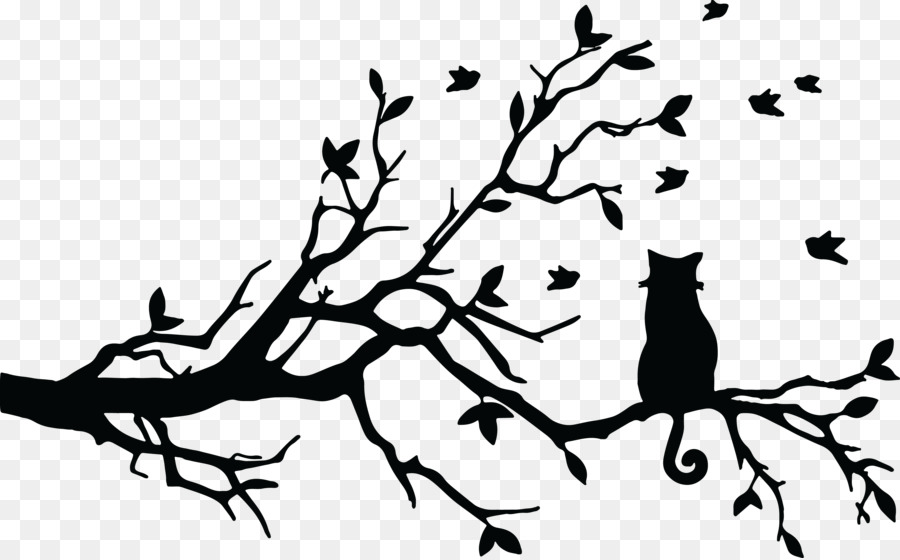 Chat Sur Une Branche，Arbre PNG