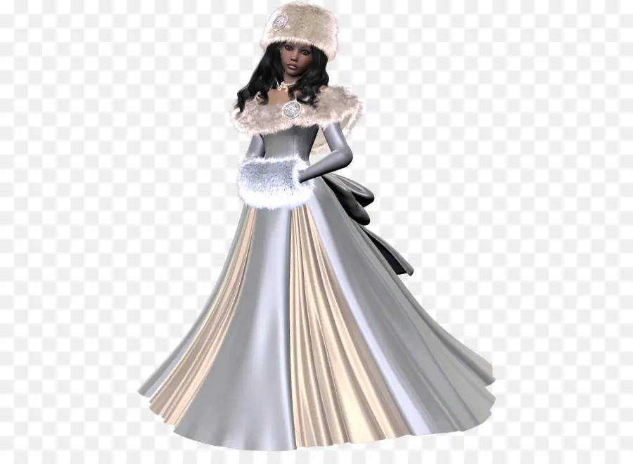 Robe D'hiver élégante，Chapeau De Fourrure PNG