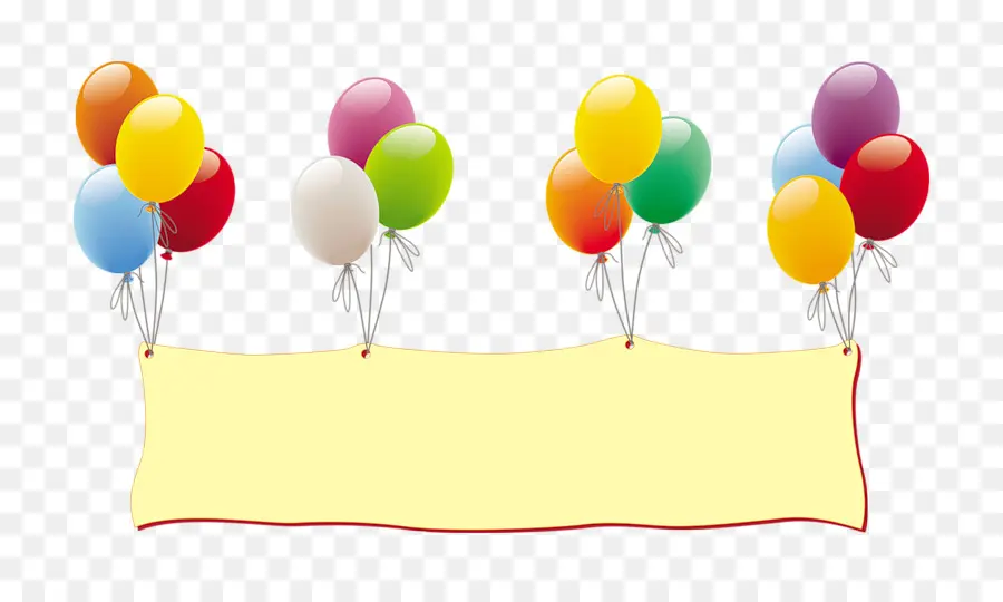 Ballons Et Bannière，Faire La Fête PNG