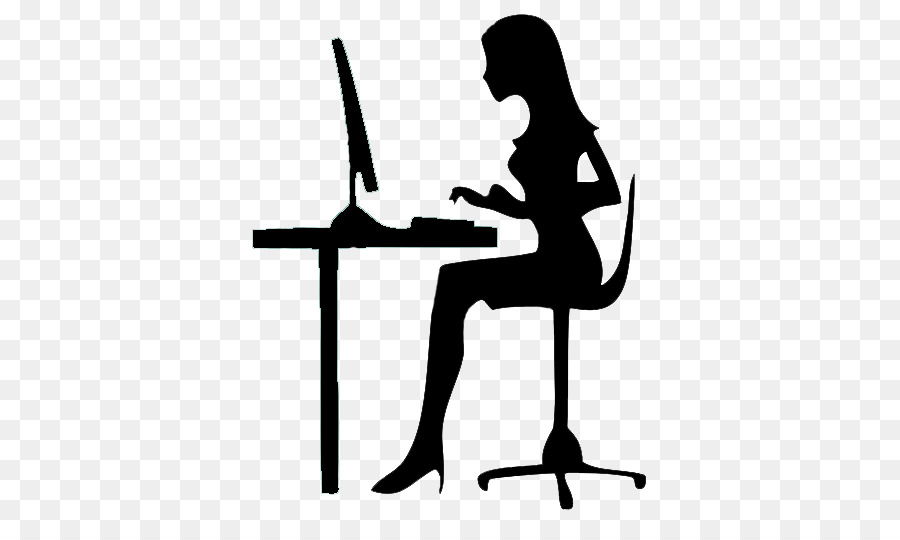 Femme Au Bureau，Ordinateur PNG