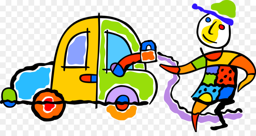 Voiture Colorée Et Clown，Véhicule PNG