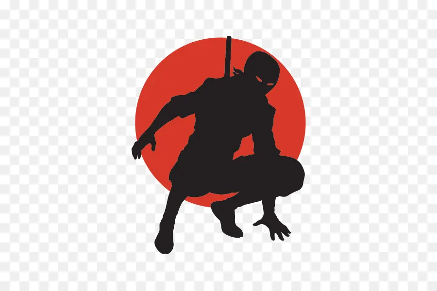 Silhouette De Ninja，Cercle Rouge PNG