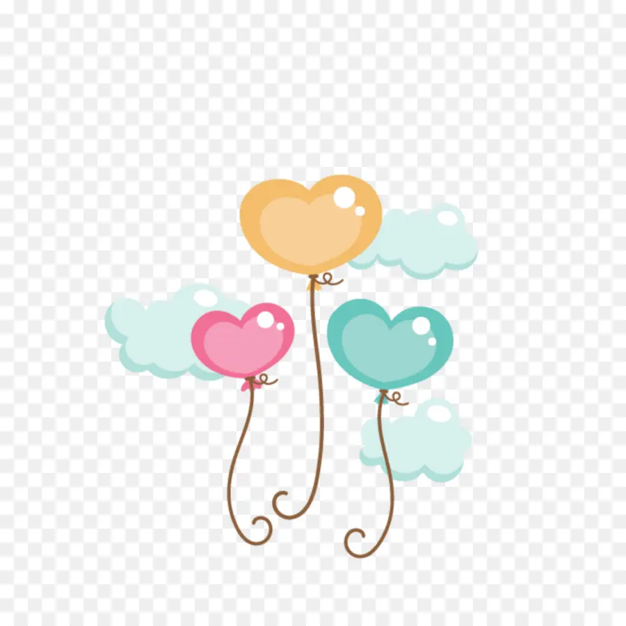 Ballons Coeur，Nuages PNG