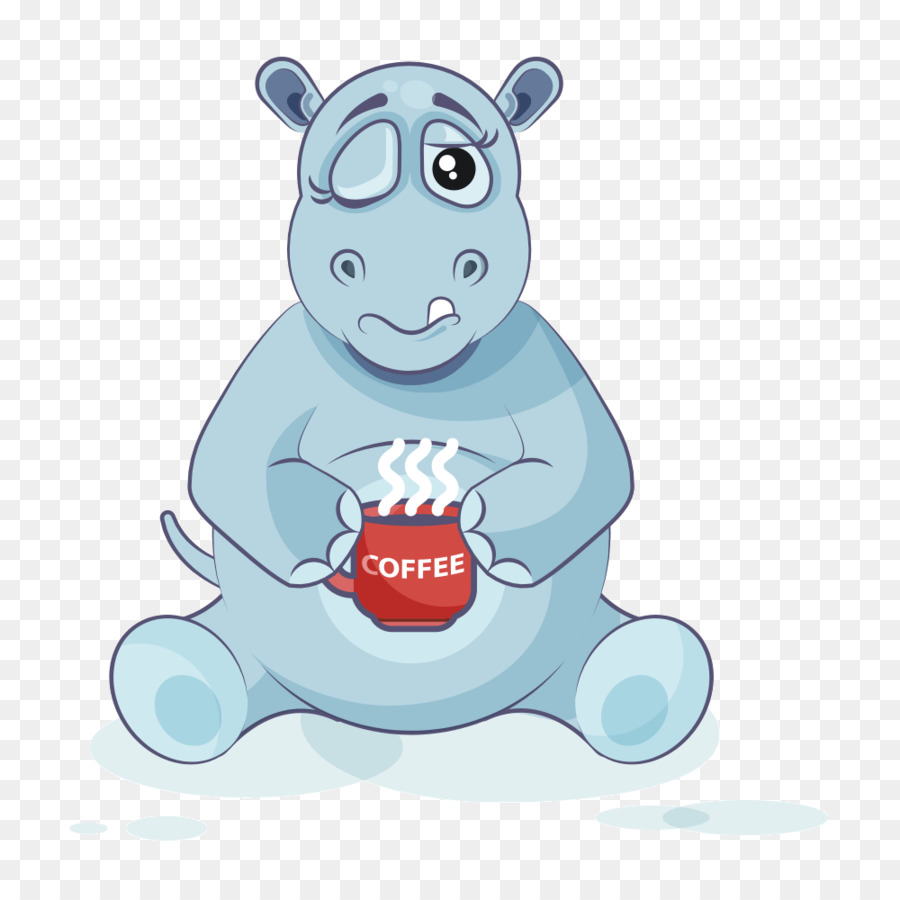 Hippopotame Avec Café，Hippopotame PNG