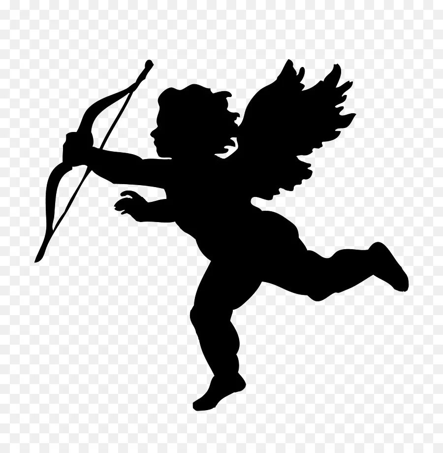 Silhouette De Cupidon Rose，Amour PNG