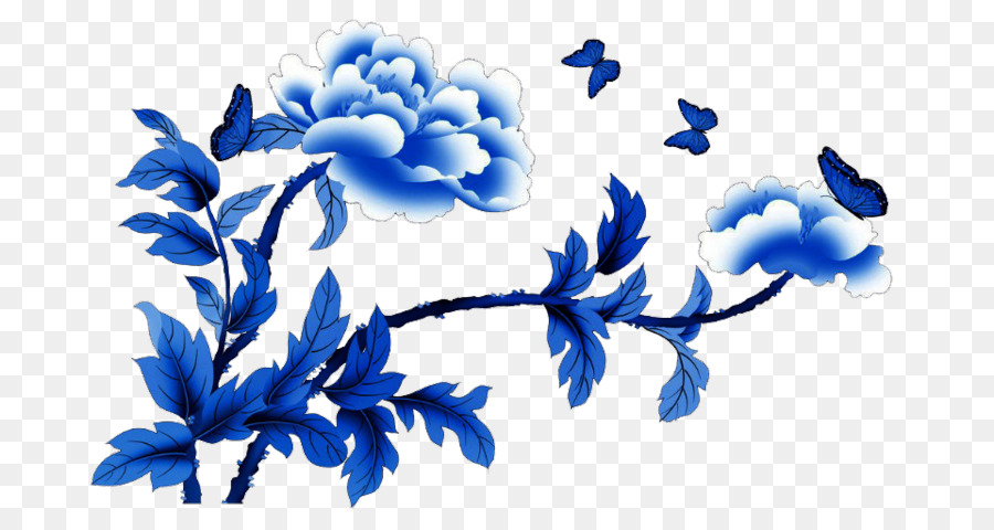 Fleur，Bleu Et Blanc De La Poterie PNG
