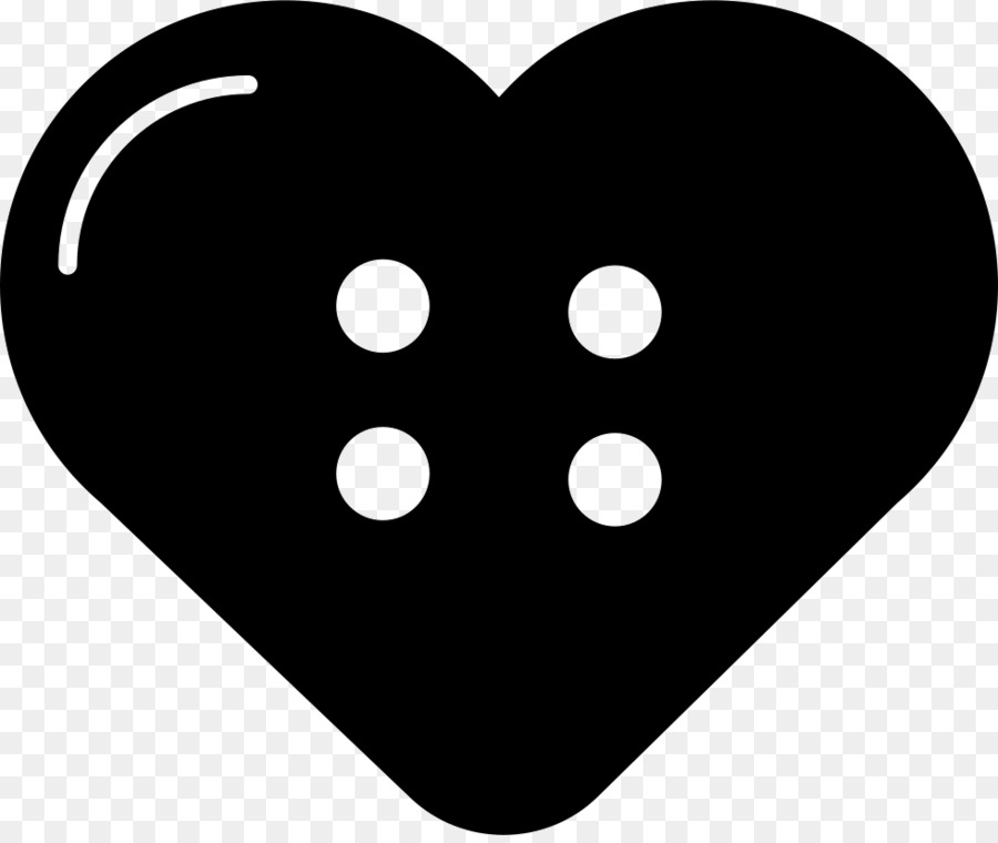 Bouton Coeur，Noir PNG