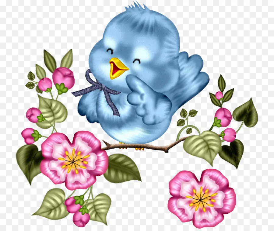 Oiseau Bleu，Fleurs PNG