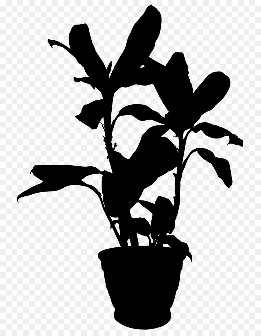 Plante Silhouette Noire，Pot PNG