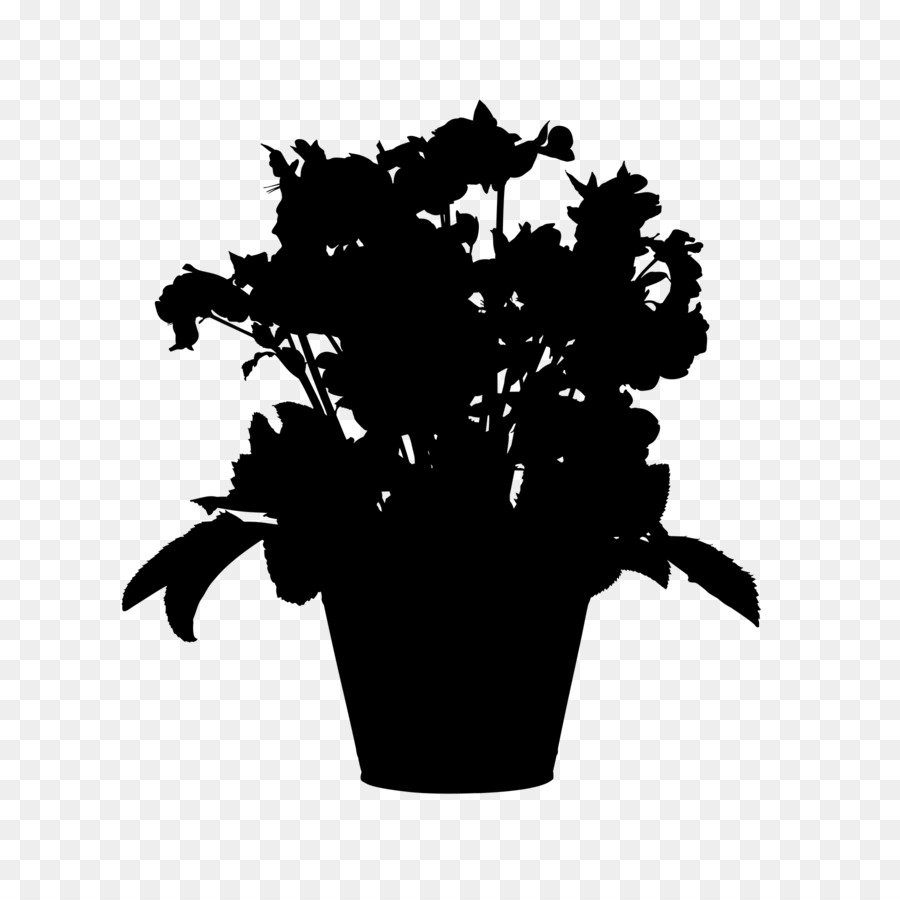 Plante Silhouette Noire，Pot PNG