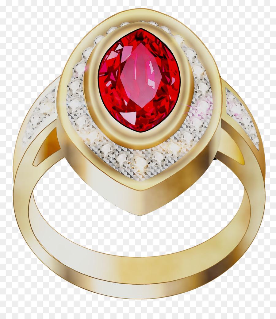 Bague Avec Pierres Précieuses Rouges，Bijoux PNG