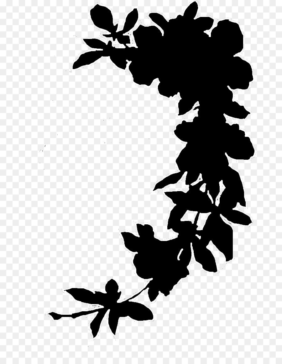 Fleur Silhouette，Noir PNG