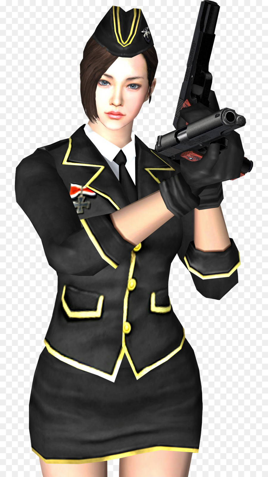 Personnage Féminin En Uniforme，Pistolet PNG