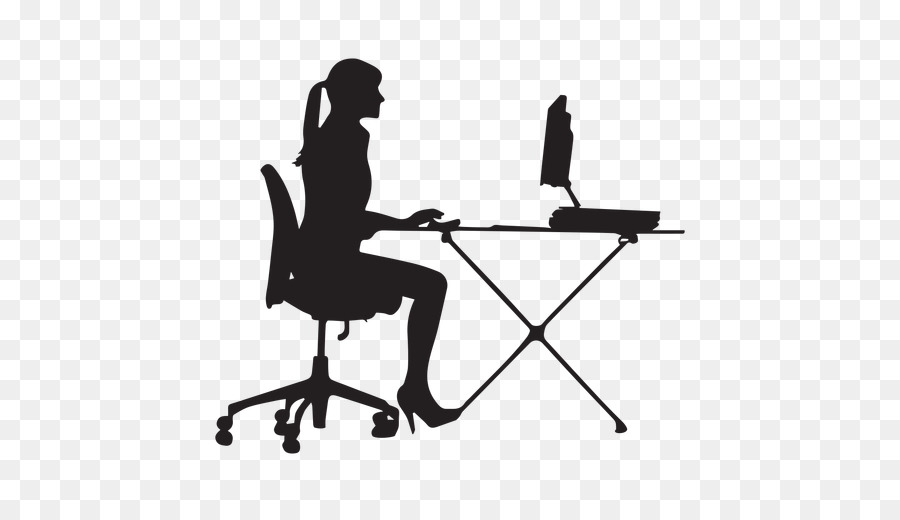 Femme Au Bureau，Ordinateur PNG