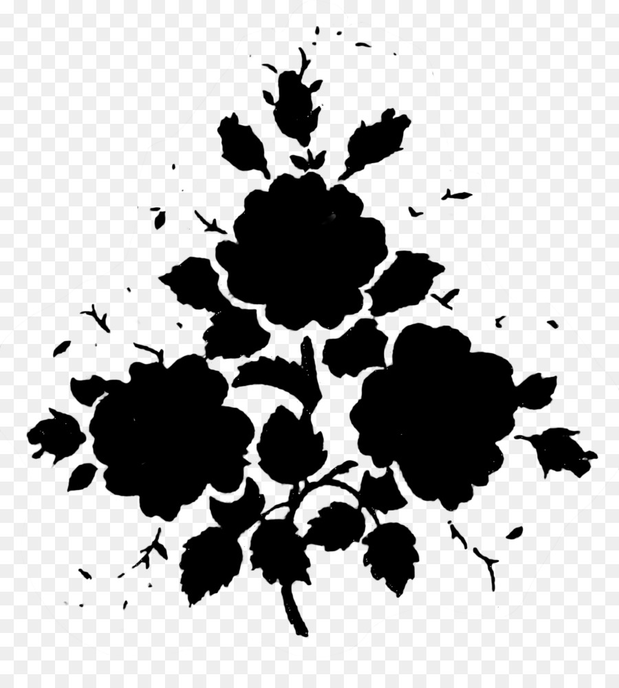 Fleur Silhouette，Noir PNG