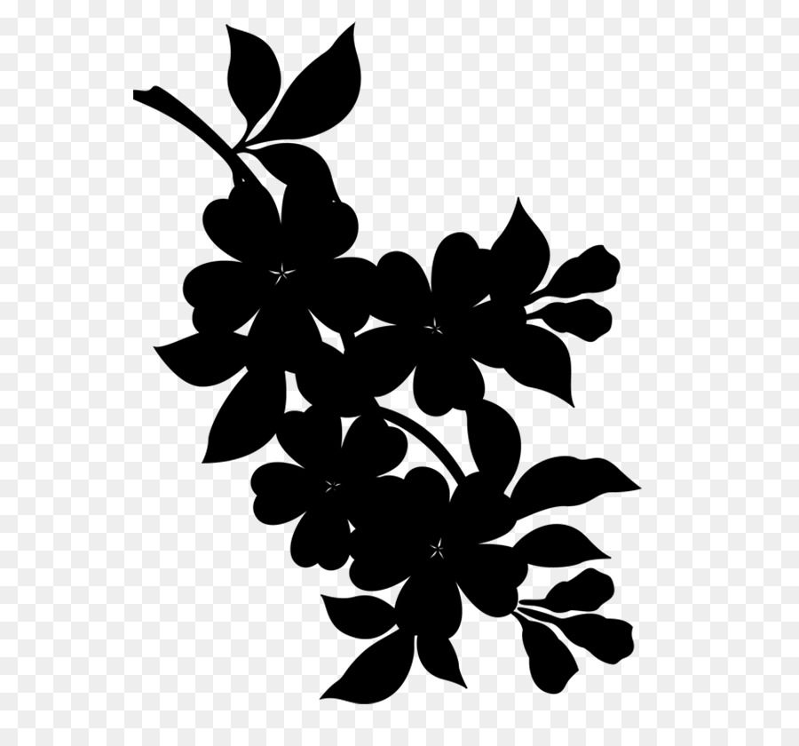 Fleur Silhouette，Noir PNG