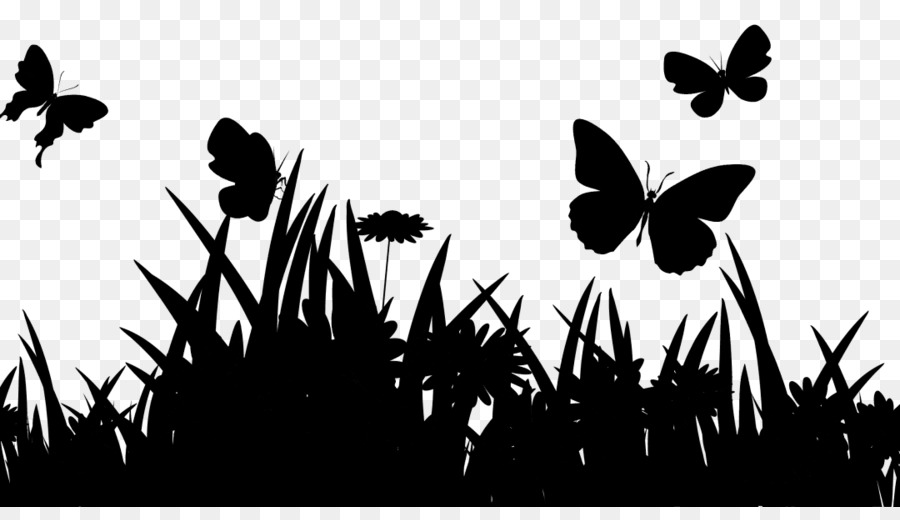 Herbe Et Fleurs，Papillons PNG