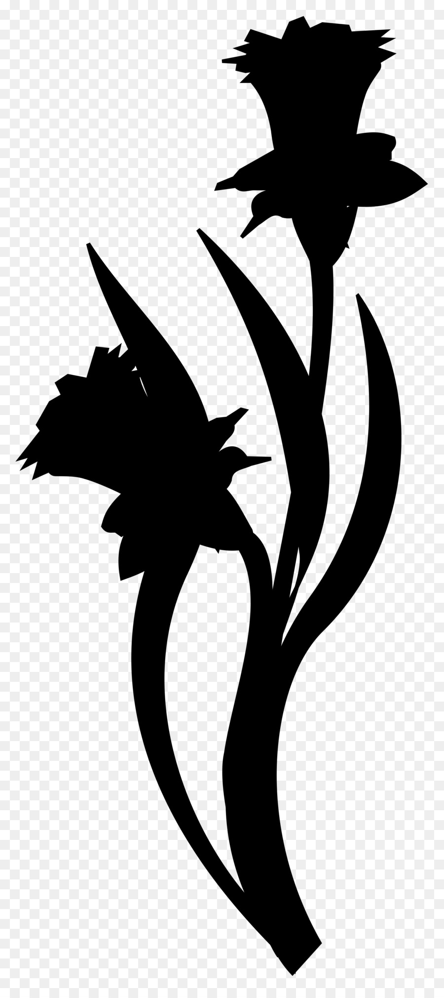 Fleur Silhouette，Noir PNG