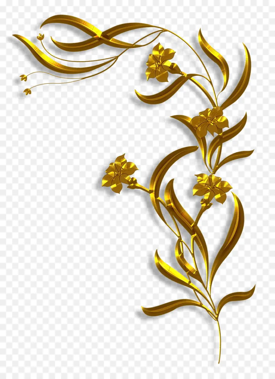 Motif Floral Doré，Fleur PNG