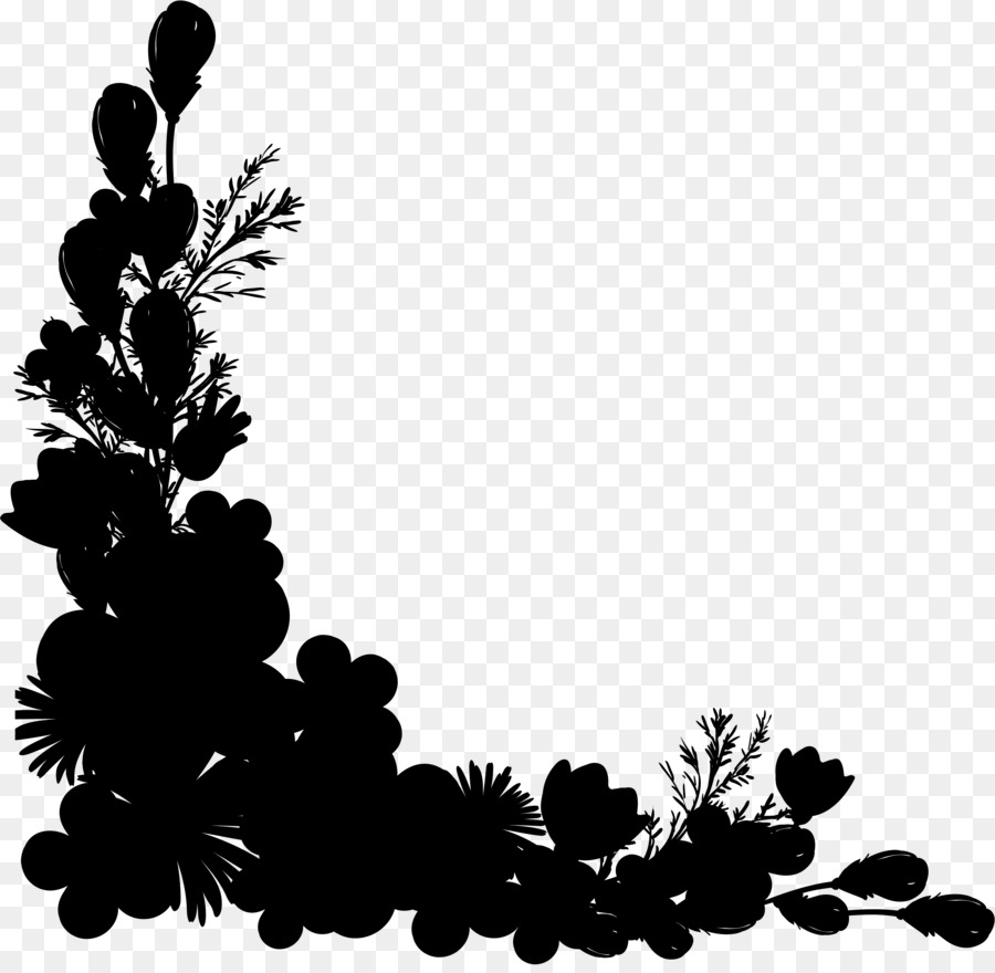 Silhouette Florale Noire，Fleurs PNG