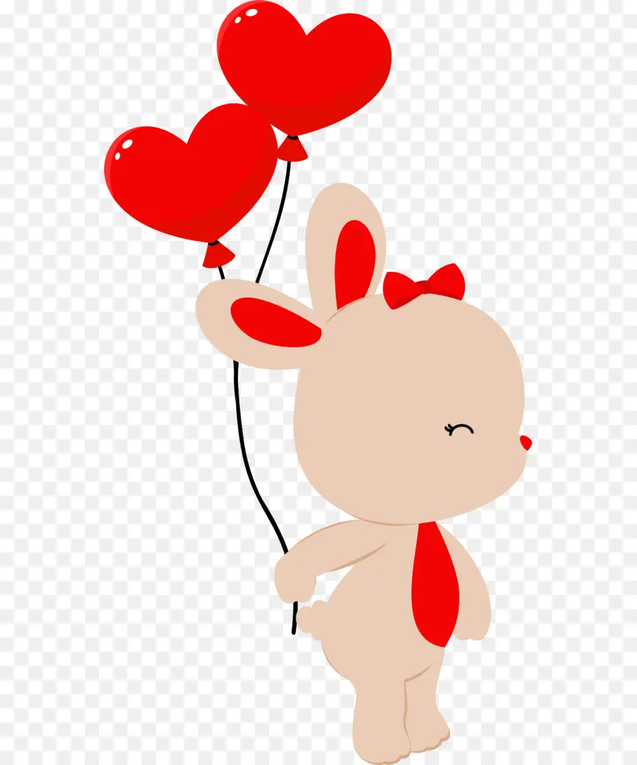 Lapin Mignon Avec Des Ballons，Ballons Rouges PNG