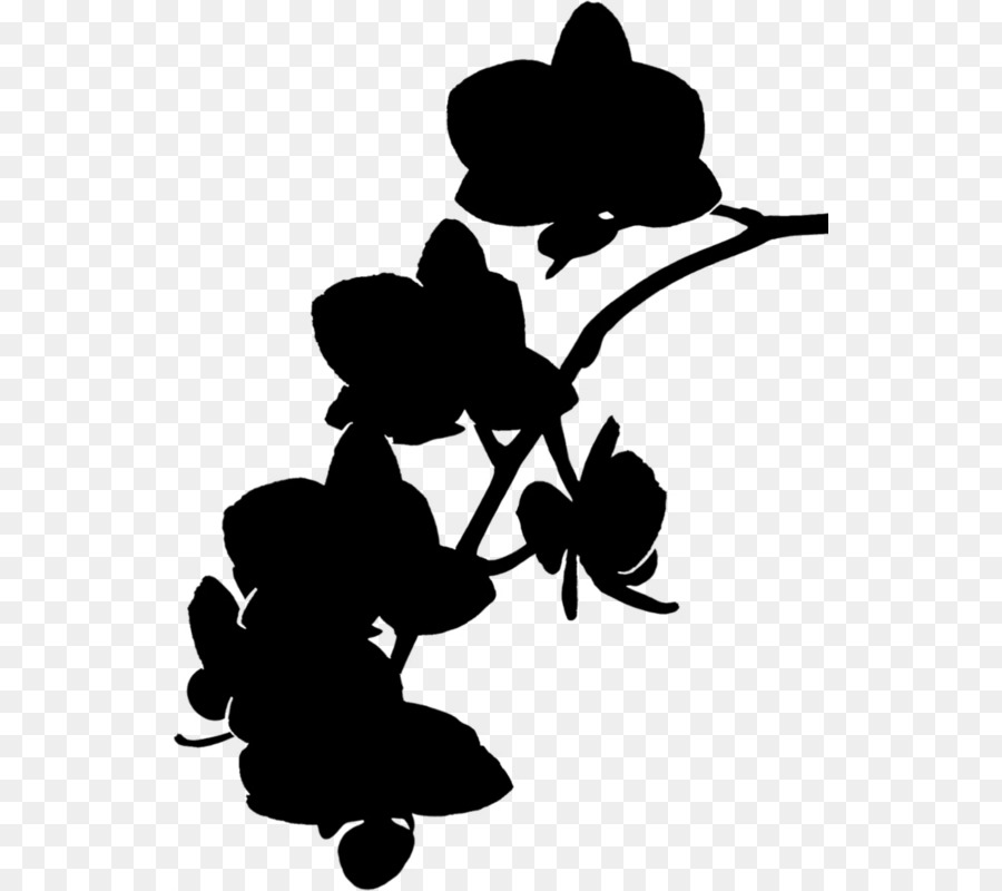 Fleur Silhouette，Noir PNG