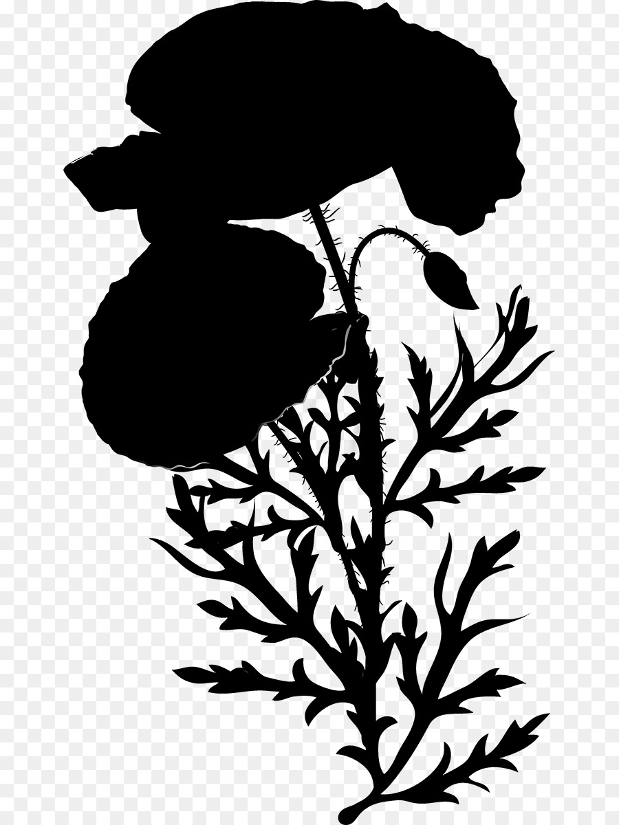 Fleur Silhouette，Noir PNG