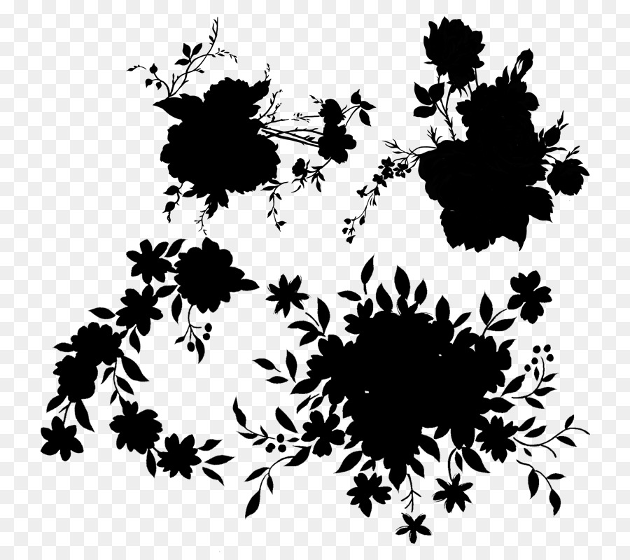 Silhouette Florale Noire，Fleurs PNG