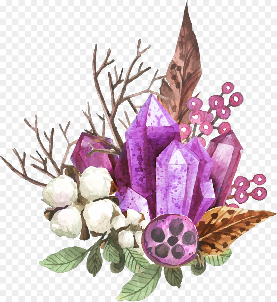 Cristaux Violets，Fleurs PNG