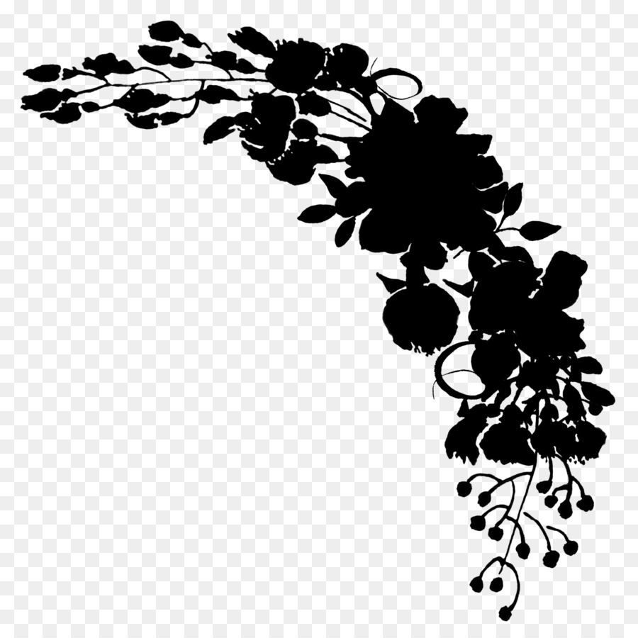 Silhouette Florale Noire，Fleurs PNG