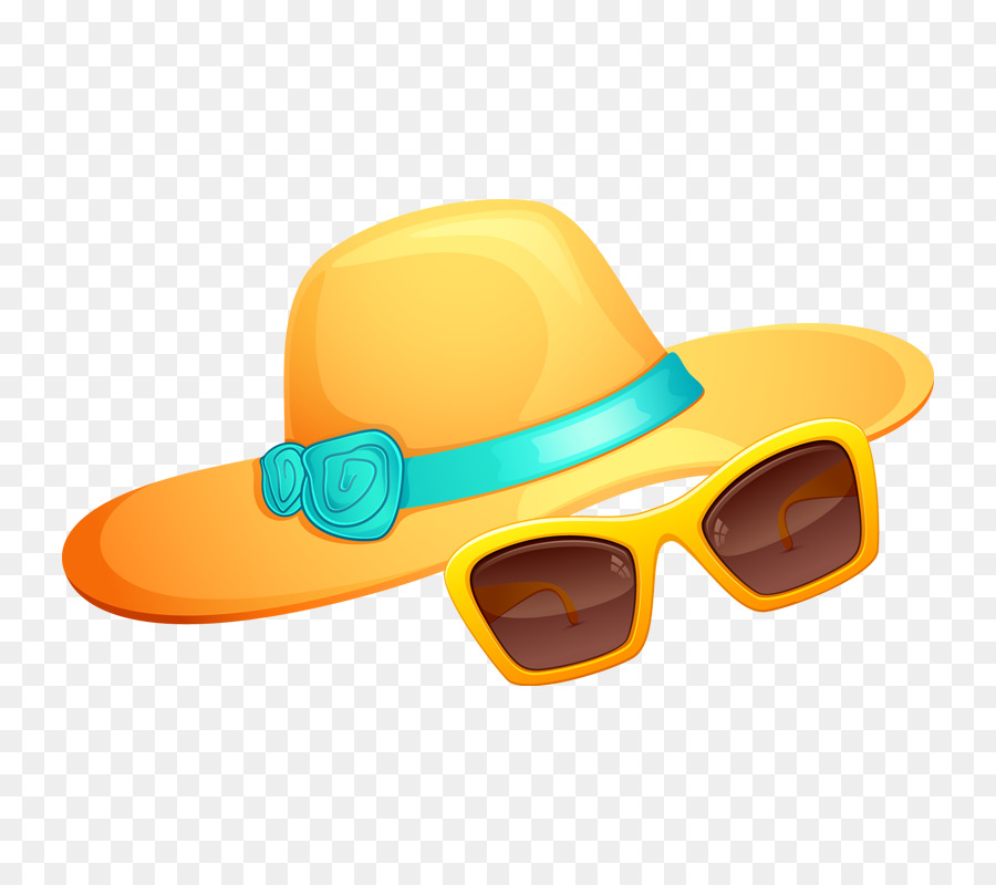 Chapeau Et Lunettes De Soleil Orange，Chapeau PNG