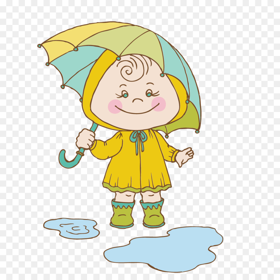 Enfant Mignon Avec Parapluie，Imperméable PNG