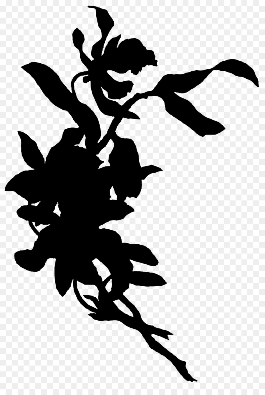 Fleur Silhouette，Noir PNG