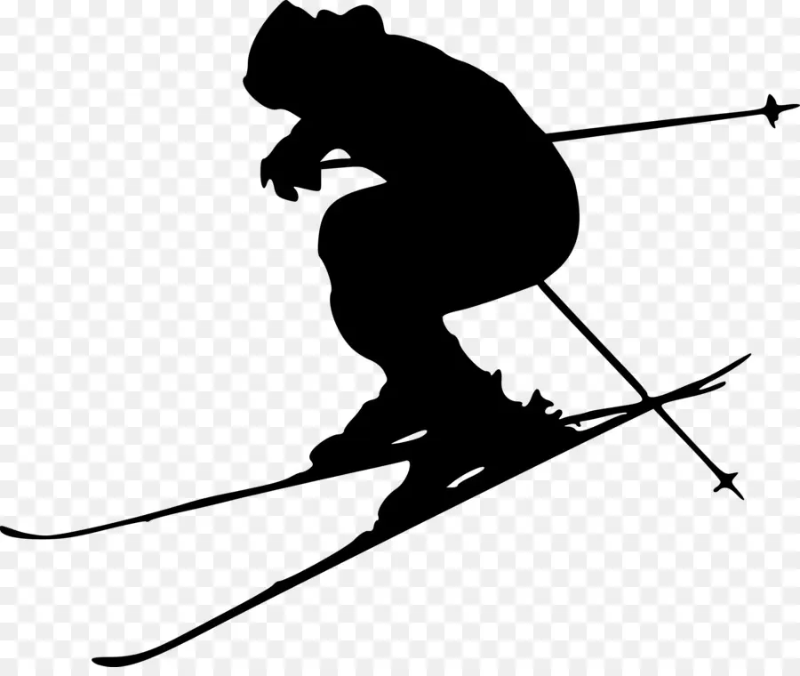 Silhouette De Skieur，Neige PNG