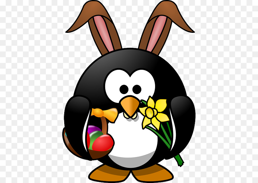 Pingouin Avec Oreilles De Lapin，Pâques PNG