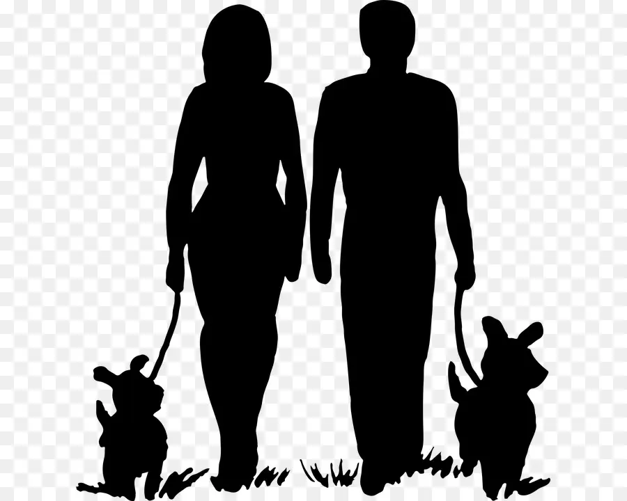 Silhouette Couple，Marche PNG