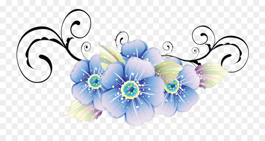 Fleurs Bleues，Floral PNG