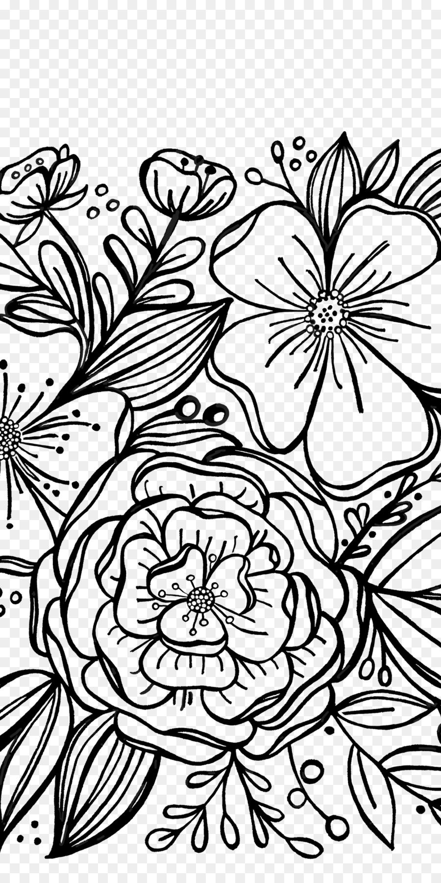 Dessin Au Trait Floral，Fleurs PNG