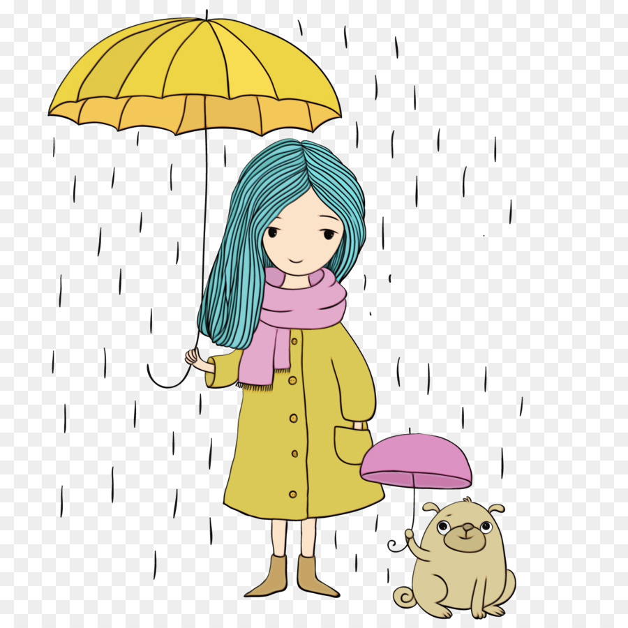 Fille Avec Parapluie，Pluie PNG