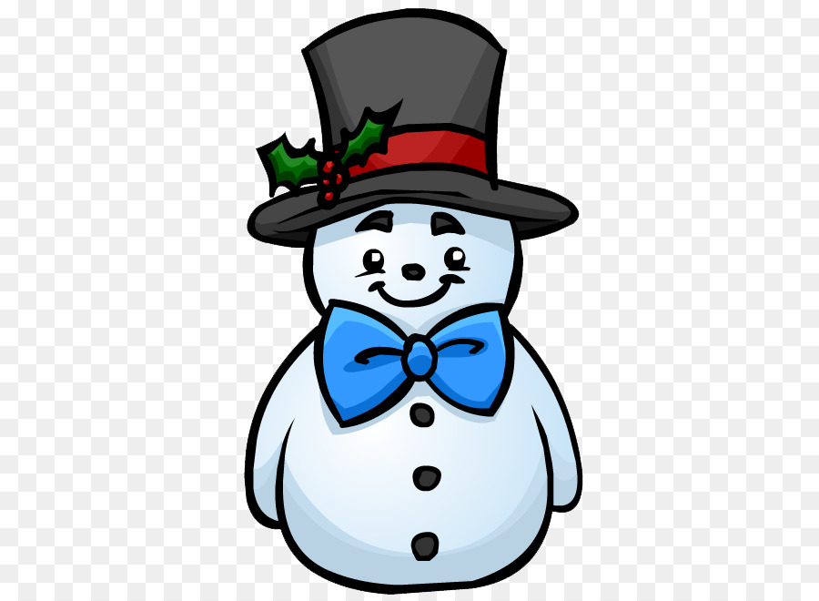 Bonhomme De Neige Avec Noeud Papillon Bleu，Chapeau PNG