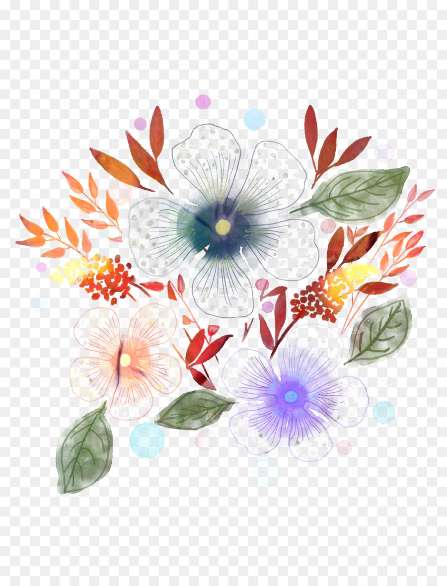 Peinture à L'aquarelle，Design Floral PNG